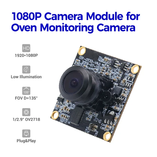 Full HD 1080P 30fps Ov2718 Módulo de câmera USB de foco fixo de ângulo amplo com pouca luz para câmera de forno doméstico inteligente